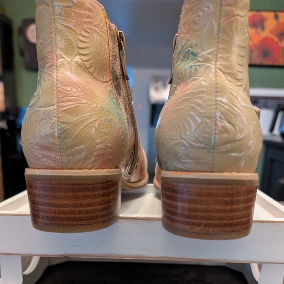 Spring Step L’Artiste Carolie Beige/Mint Green Multicolor Leather Boot Size 39 - Picture 7 of 9